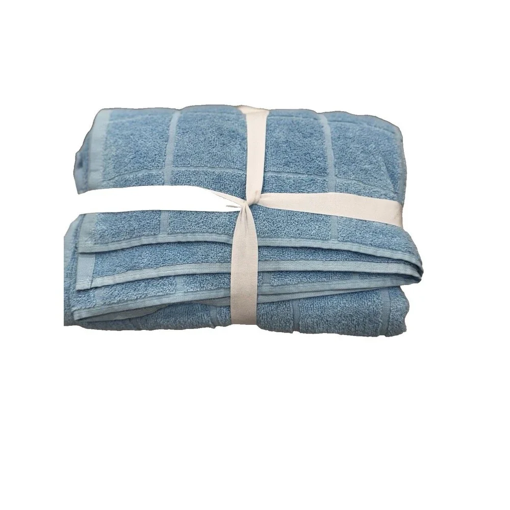 Home Expressions 6 Piece Bath Towel Set 100% Cotton Baltic Sky NEW
